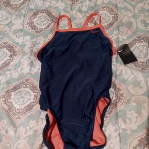 New With Tags Womens Nike Bathing Suit Swimwear Beach Pool Size 6 Blue and Peach
